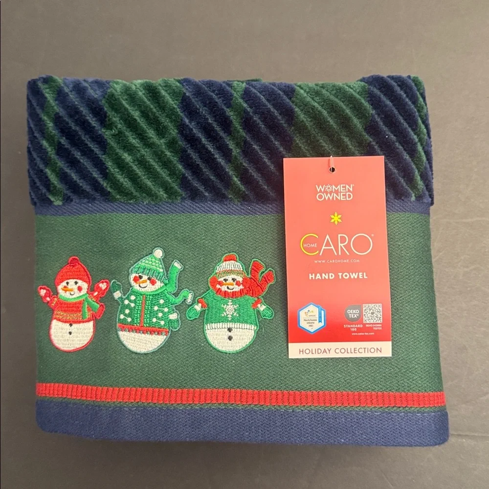 💥2pc CARO HOME Striped Snowman Bath Towel Set - Holiday Collection